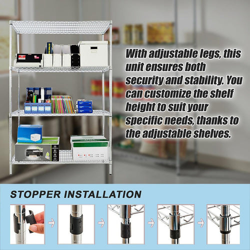 Modular Wire Storage Shelf 900 x 450 x 1800mm Steel Shelving - Carbon Chrome Plated