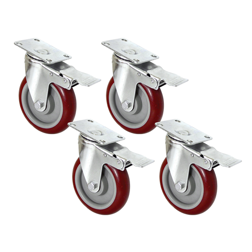 4 Pack 5 Inch Heavy Duty Locking Caster Wheels with Swivel Plate Castors