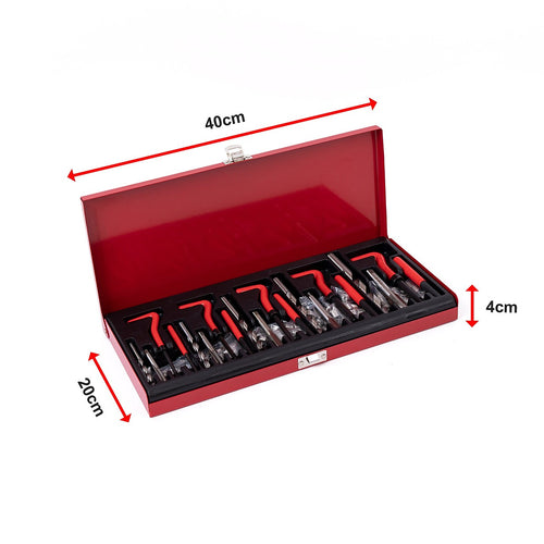 131pc Helicoil-Type Thread Repair Kit – Metric Insert Tool Set for Fixing Damaged Threads