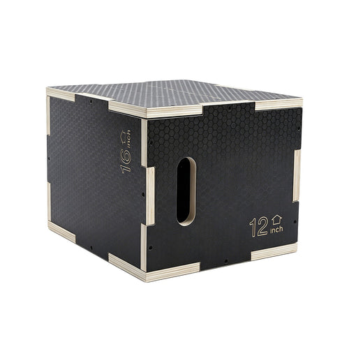 3 in 1 Wooden Plyometric Jump Box 16 14 12 Inch Anti-Slip Plyo Box for Home Gym, CrossFit & Fitness Training