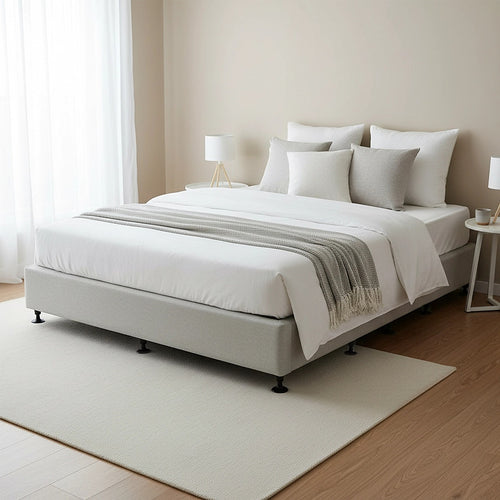 King Slatted Ensemble Bed Base - Grey Linen Breathable Cover