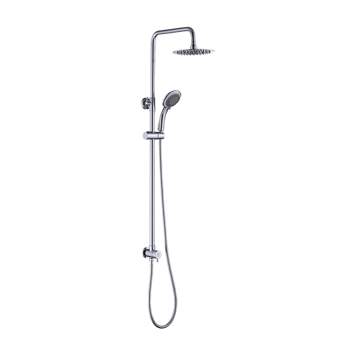 WELS 8" Chrome Rain Shower Dual Rounded Heads Set with Handheld