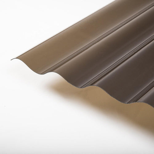 8mm PVC Corrugated Roofing Sheets Tinted Bronze UV Roof 836x2000mm Bulk 10 Pack