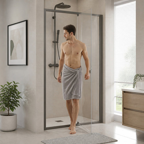 Semi-Frameless Shower Screen – Gunmetal, Front: (98~106)x195cm, No Side Return