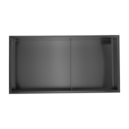 641 x 336 x 101mm Shower Niche Double Shelf Organizer No Tile Needed in Black 