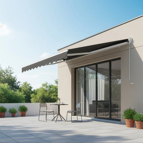 Outdoor Awning Grey - 5x2.5m Retractable Sunshade