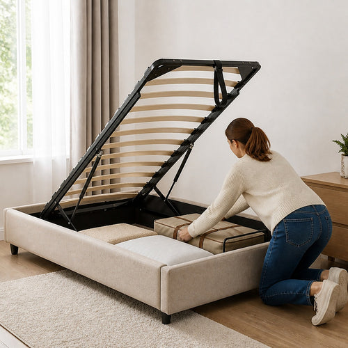 Gas Lift Bed Mechanism – Single Bed Frame with Wooden Slats