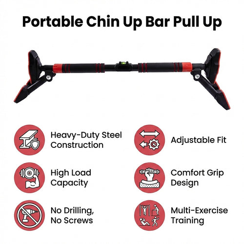 Portable Chin Up Bar Pull Up Doorway – Anti-Slip Home Workout Fitness Bar for Strength Training
