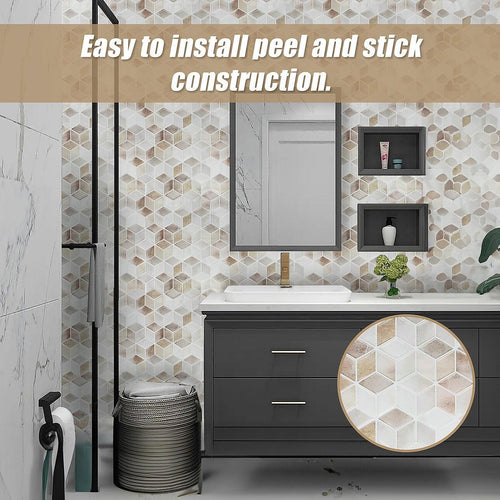 Tiles 3D Peel and Stick Wall Tile Shell Mosaic 10 Sheets