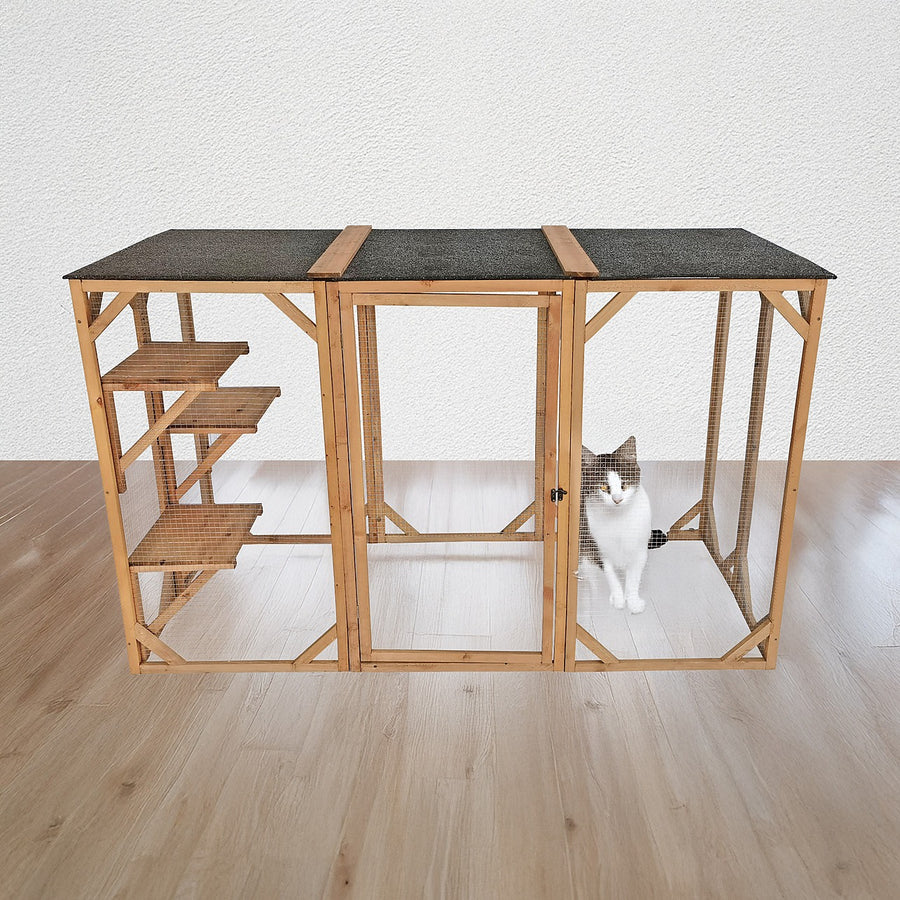 Large Wooden Cat Enclosure Outdoor Cat Cage 180cm