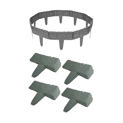 Garden Edging Border 10m 40 Pack Stone-Look PP Plastic Stakes