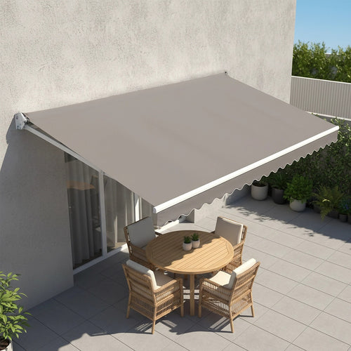 Automatic Retractable Awning 4x2.5m - Grey Outdoor Wall Sunshade