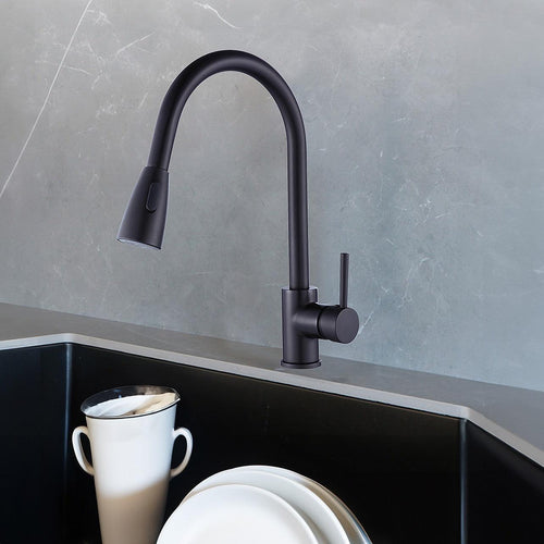 Basin Mixer Pull-Down Tap Faucet -Kitchen Laundry Bathroom Sink in Black