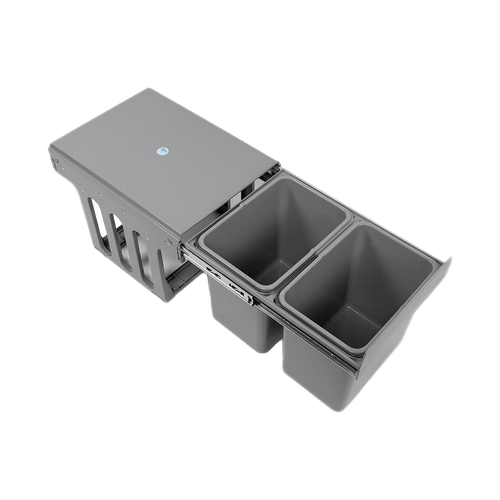 2x 15L Pull Out Trash Bin Dual Kitchen Garbage Waste Basket Cabinet Bin