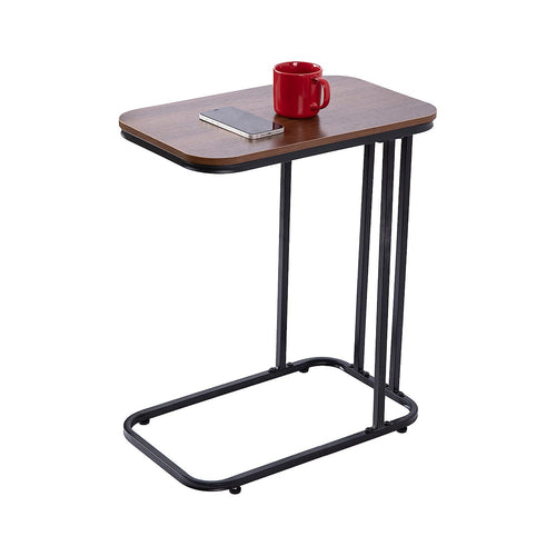 C-Shaped Side Table with Slate Top for Living Room & Bedroom