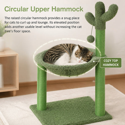 Cactus Cat Tree with Hammock and Sisal Scratching Posts