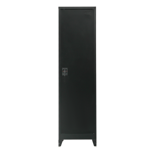 Single Door Metal Locker Cabinet - Black with Legs