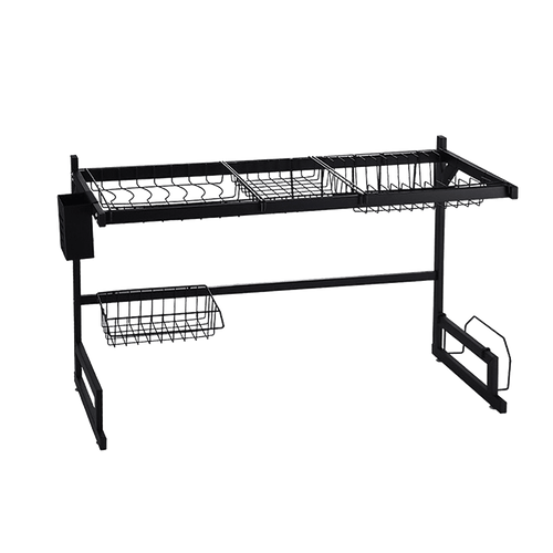 85cm Dish Drying Rack Drainer Over Sink Steel Cup Cutlery Organizer 2 Tier