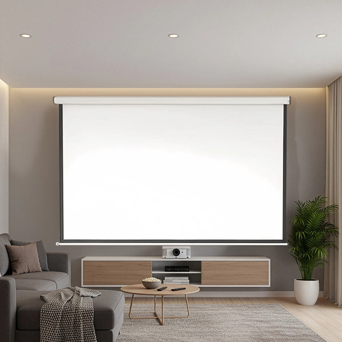 100" Electric Motorised Projector Screen – Wall/Ceiling Mount, Remote Control