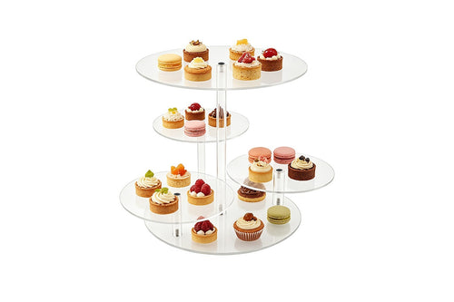 4 Tier Acrylic Cupcake Stand 30cm Clear Dessert Display Tower
