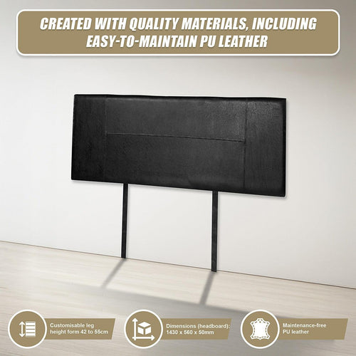 Double Black PU Leather Bed Headboard Bedhead
