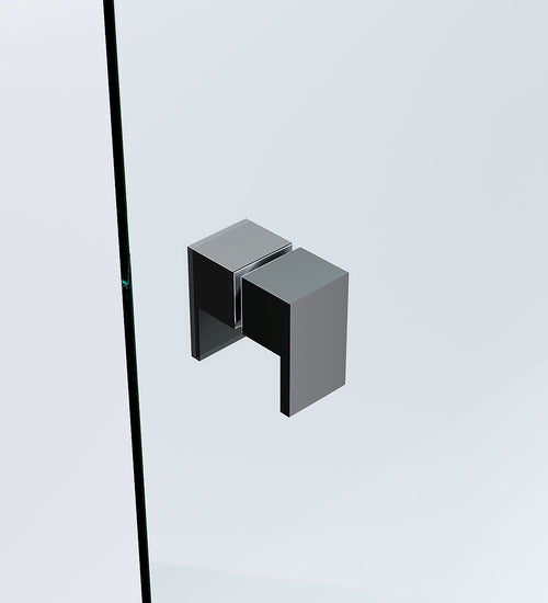 110x70cm Corner Frameless Shower Screen with Black Wall U-Brackets and SS Hinges, Square Double Pull Handle