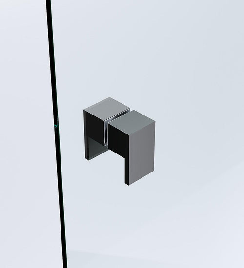 110x100cm Corner Frameless Shower Screen with Black Channel and SS Hinges, Square Double Pull Handle