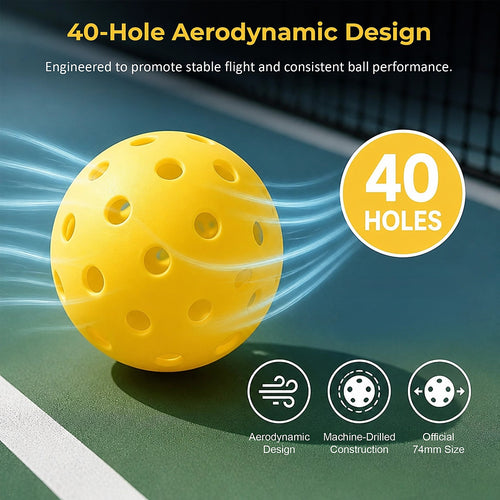 12pcs Outdoor Pickleballs 40 Hole 74mm Pickle Balls Set