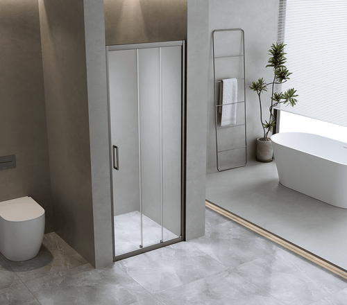 40mm Adjustable Contemporary Wall to Wall Black Sliding Shower Screen 116-120cm