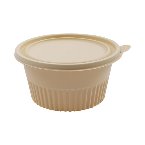 100PCS Corn Starch Food Containers with Lids Round Takeaway Boxes 750mL