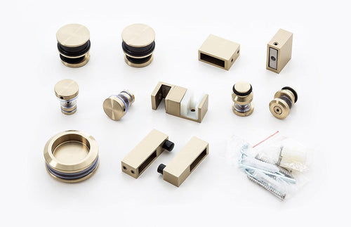 180x100cm Frameless Glass Sliding Corner Shower with Gold Rail and Hardware