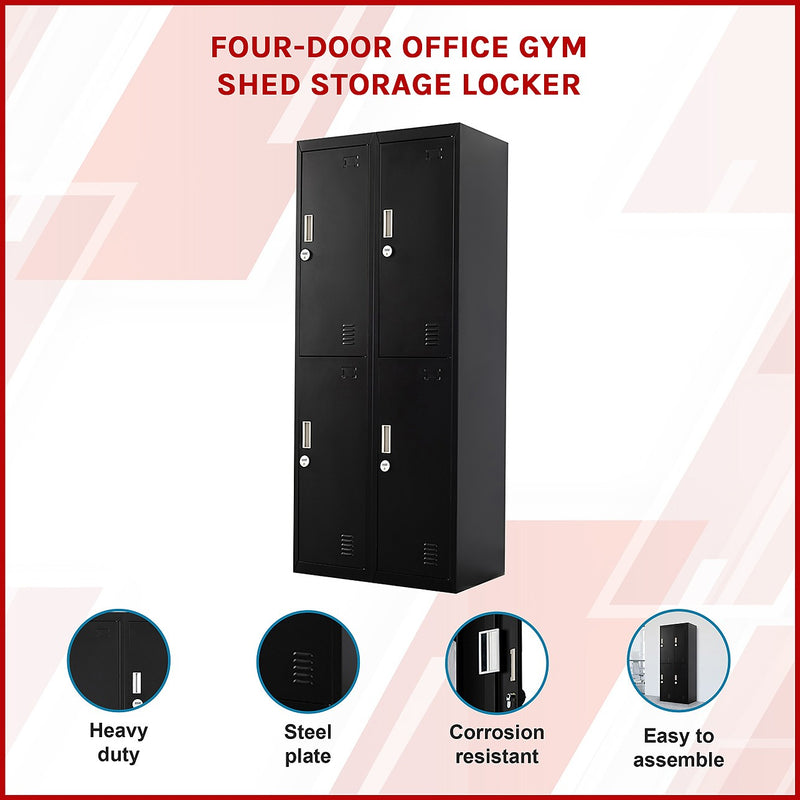 Square Lockable Locker Storage 2x2 Door Black Metal Locker – Secure Storage with 4-Digit Combination ...