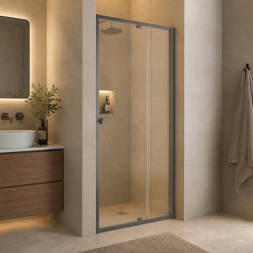 Semi-Frameless Shower Screen – Gunmetal, Front: (74~82)x195cm, No Side Return