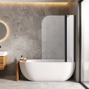 180° Black Pivot Door 6mm Safety Glass Bath Shower Screen By Della Francesca - 100 x 140cm