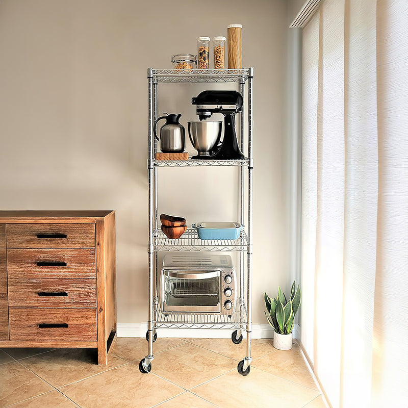 Chrome Modular Wire Storage 35x35cm Shelf with Wheels | FactoryFast.com.au