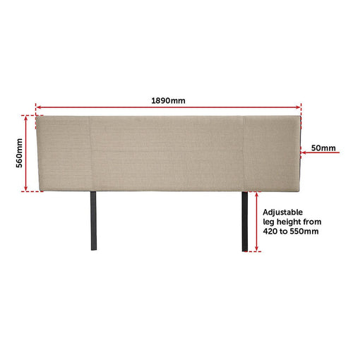 King Beige Linen Fabric Bed Headboard Bedhead