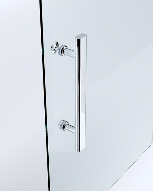 Adjustable Contemporary Chrome Wall to Wall Sliding Shower Screen – 116-120cm - Shower Handle Style 2 - Chrome