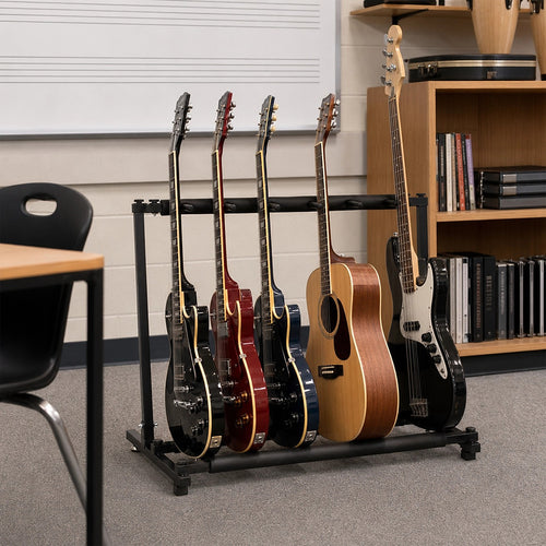 5-Slot Folding Guitar Stand Rack – Acoustic, Bass & Electric Guitar Holder