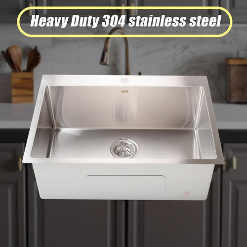 700x500mm Stainless Steel Handmade 1.5mm Sink with Waste in Stainless Steel with brushed finish Finish