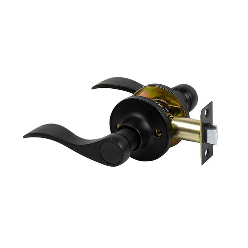 Door Handle Set Lever – Passage Function with Wave-style Black Design and Functional Style