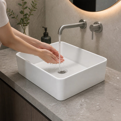 Ceramic Above Counter Bathroom Basin White 48cm