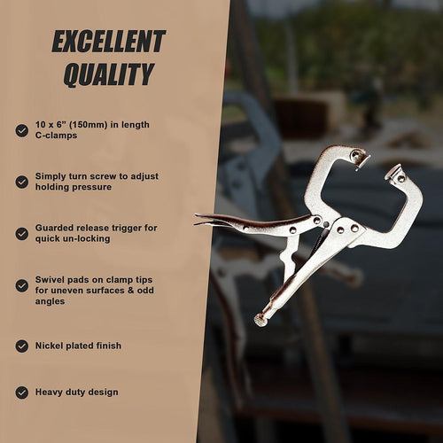 10pc Heavy Duty Steel C-Clamps 6" Mig Welding Locking Plier Vice Grip