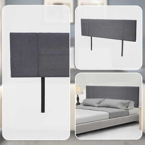 King Grey Linen Fabric Bed Headboard Bedhead