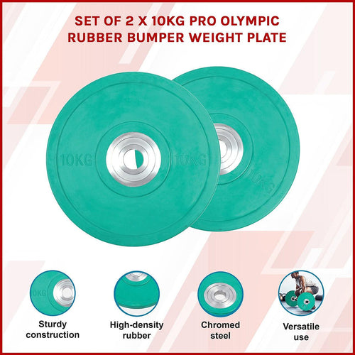 2x10kg PRO Olympic Rubber Bumper Weight Plate