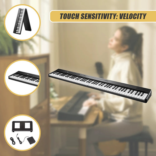 88-Keys Folding Digital Piano – Velocity-Sensitive with Carry Case