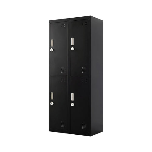 4-Door Metal Locker – 2x2 Layout, Black, 3-Digit Combination Lock