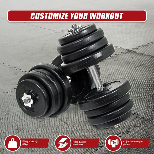 50KG Dumbbell Adjustable Weight Set 