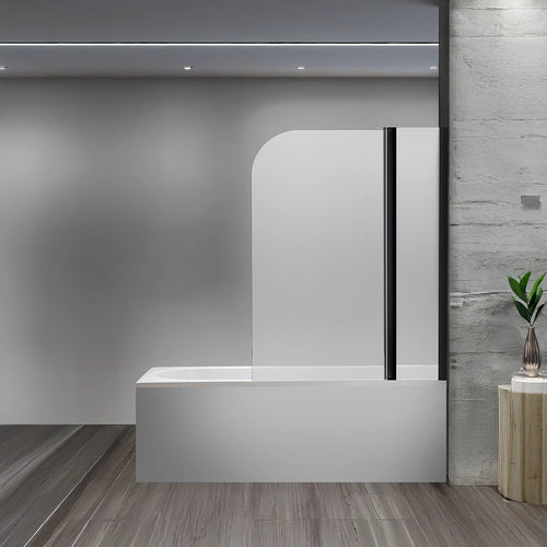 180° Black Pivot Door 6mm Safety Glass Bath Shower Screen By Della Francesca - 100 x 140cm