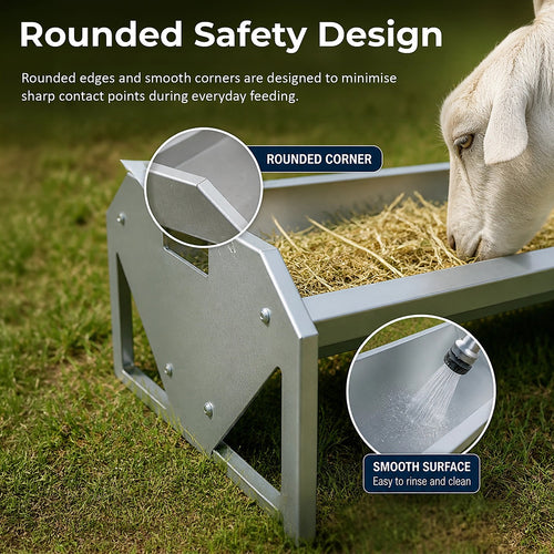 Heavy Duty Galvanised Livestock Feeding Trough 22 Gallon Sheep Goat Feeder