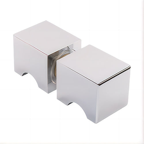 90x110cm Double Door Corner Shower Screen – Chrome Wall F-Brackets, Brass Hinges & Square knob Handle